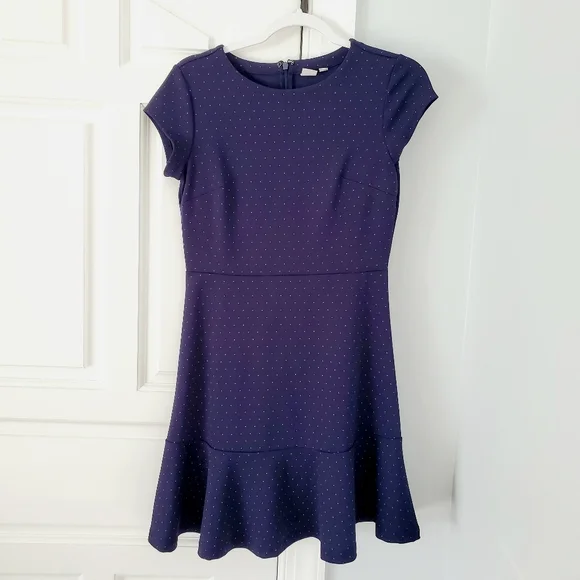 gap blue polka dot dress Gap Factory Women's Puff Sleeve V-Neck Mini Dress Tonal Blue Polka Dot Tall Size S